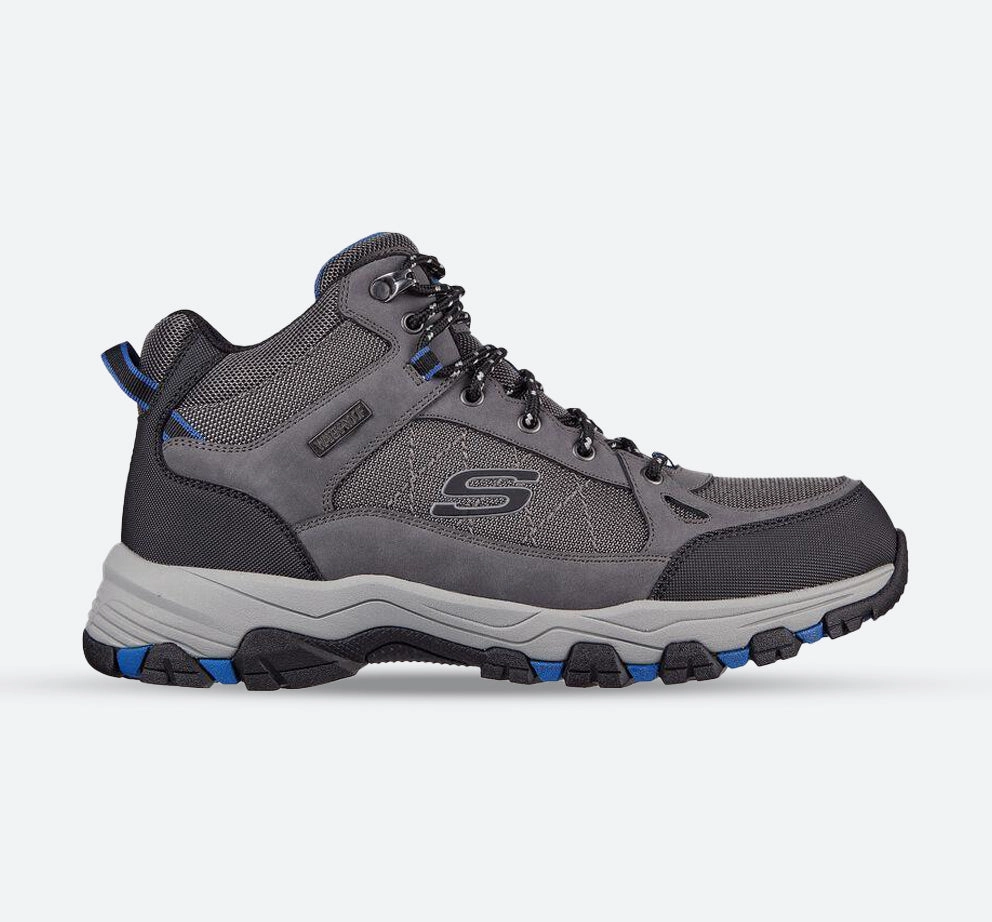 Men's Wide Fit Skechers 204477 Selmen Melano Hiking Boots - Grey Roll Bar Stabilizer
