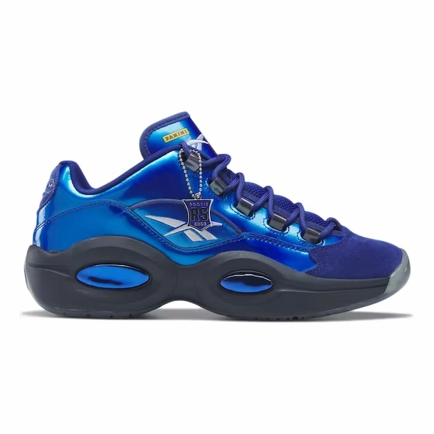 Reebok Men's Panini Question Low Shoes - Classic Cobalt Blue / Black Hyperflex Groove Pattern Breathable Knit Fabric