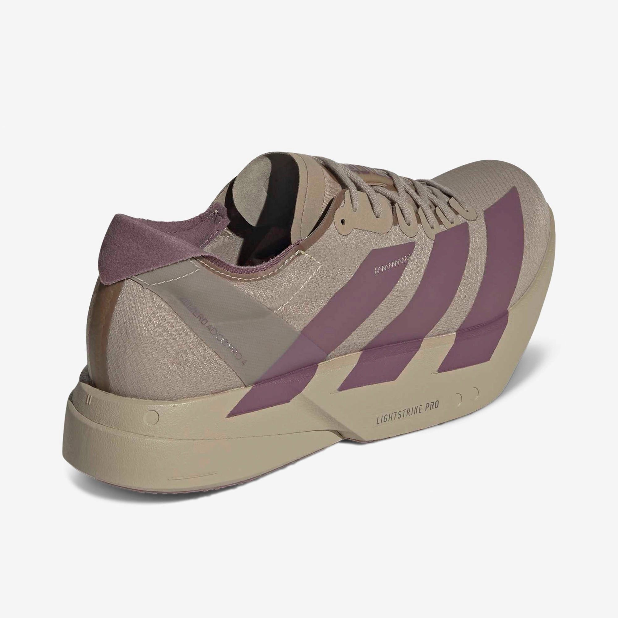 Durable Rubber Outsole winter running shoes adidas Adizero Adios Pro 4 Blanch Cargo / Shadow Fig - Iron Metallic