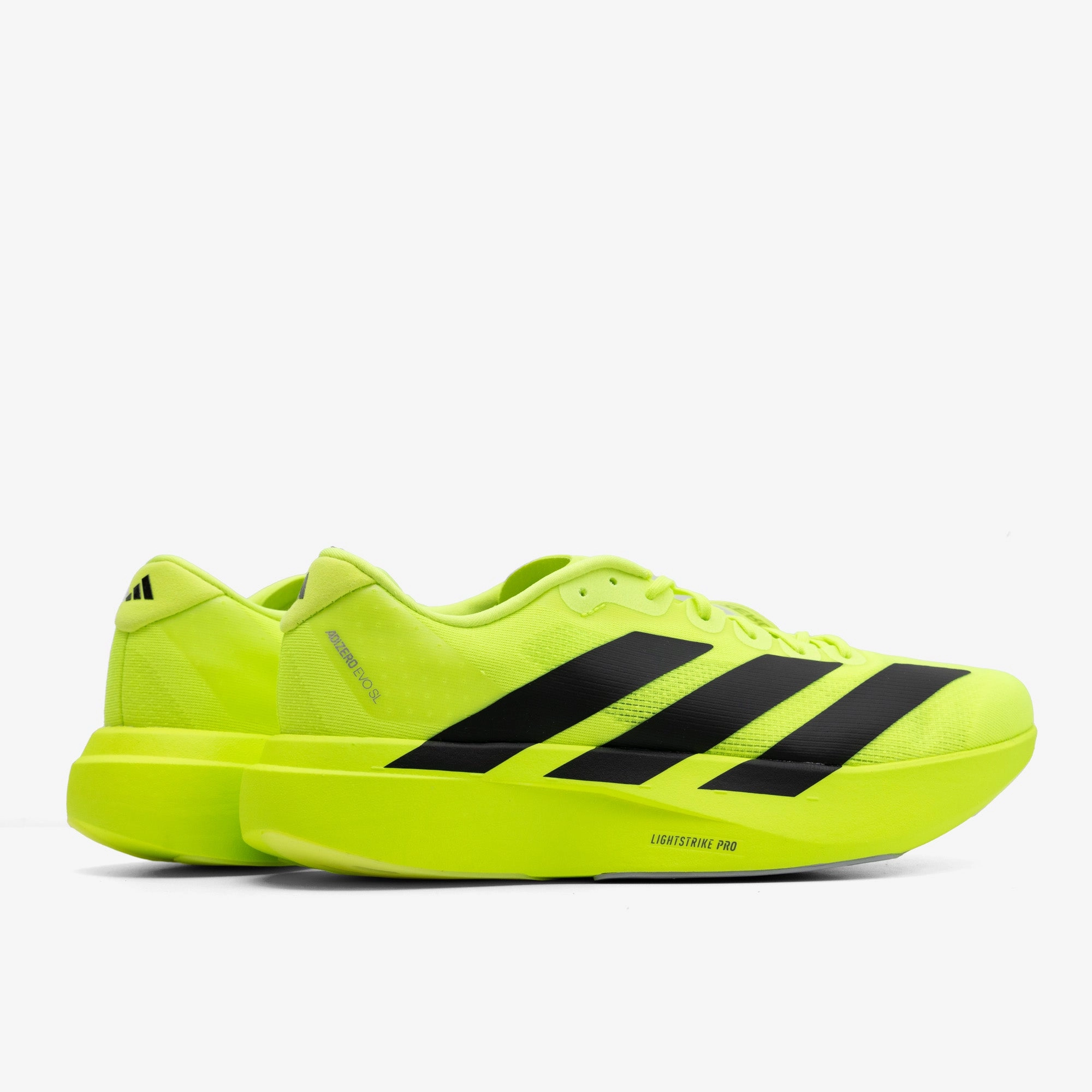 flexible - sole shoes Stabilizing Heel Cup adidas Adizero EVO SL Lucid Lemon / Core Black - Metallic Silver