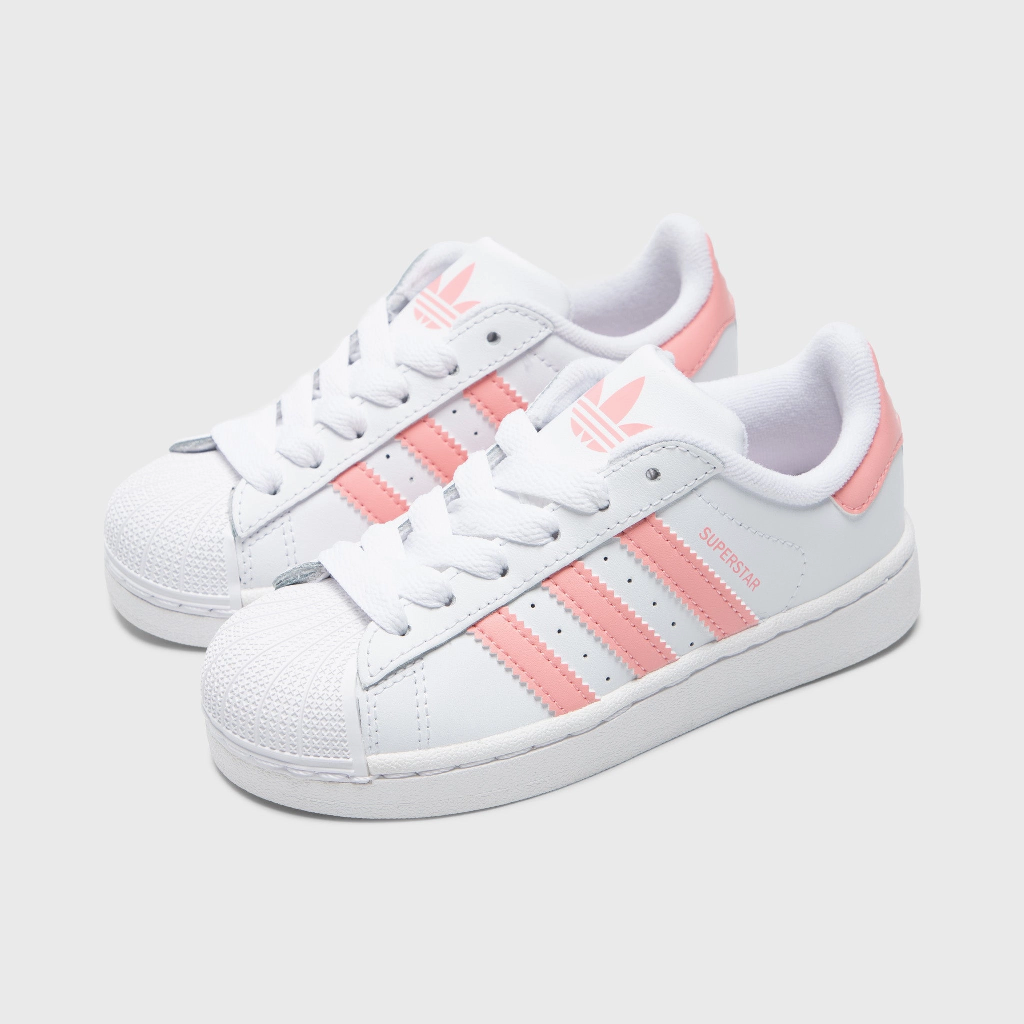 adidas Children's Superstar II White / Semi Pink Spark Impact Resistant Plate Ultra-soft cushioning