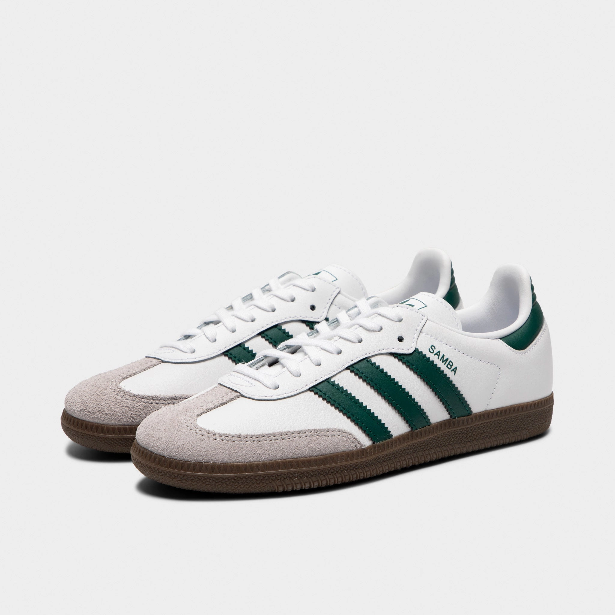 adidas Juniors' Samba OG White / Collegiate Green / Gum Perforated Vamp