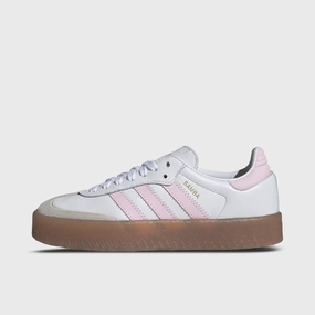 adidas Juniors' Sambae White / Clear Pink - Gold Metallic Rolling Motion Design Tight Fit