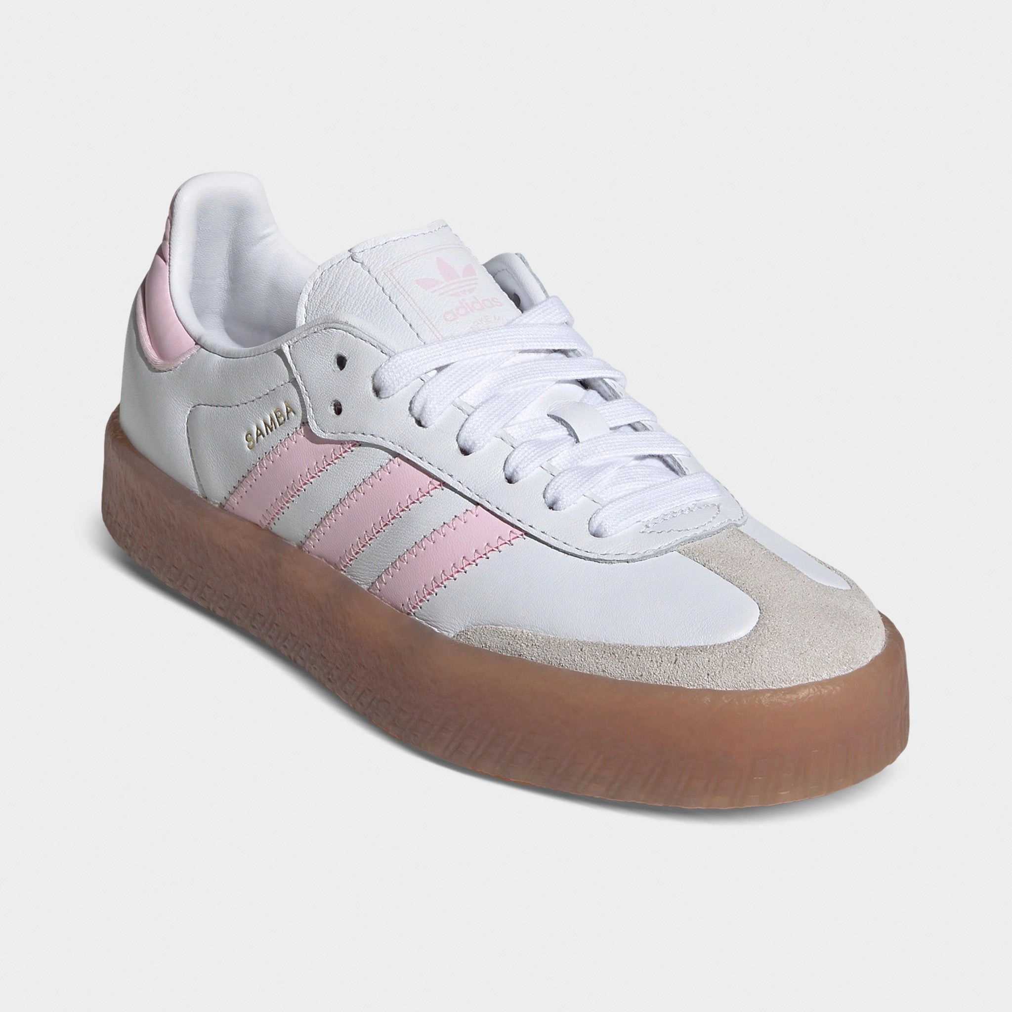 adidas Juniors' Sambae White / Clear Pink - Gold Metallic Anti Bacterial Core Flex