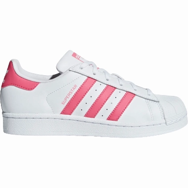 Adidas Kid's Superstar Shoes - Cloud White / Real Pink Well Cushioned