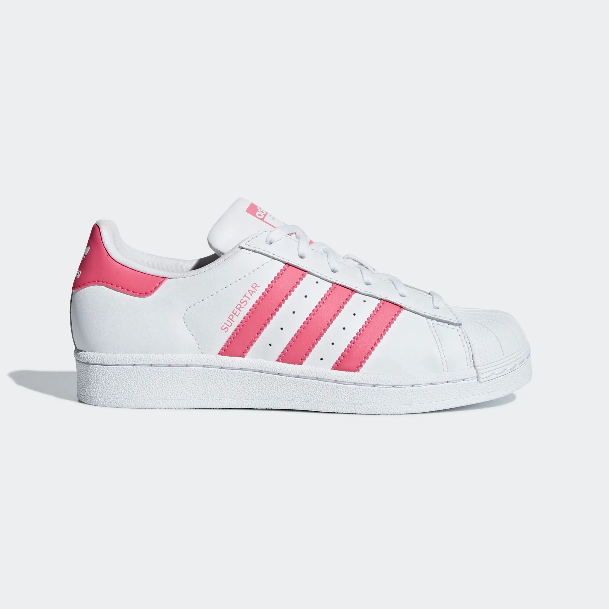 Adidas Kid's Superstar Shoes - Cloud White / Real Pink Responsive Walk Morning Rush