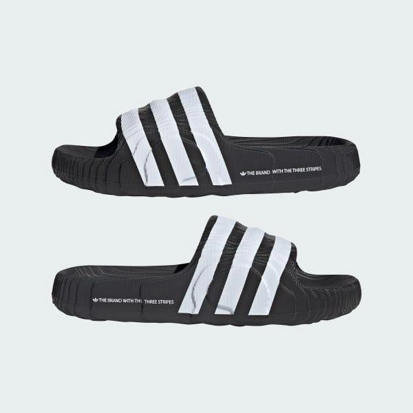 High Shine Performance Adidas Men's Adilette 22 Slides - Core Black / Cloud White