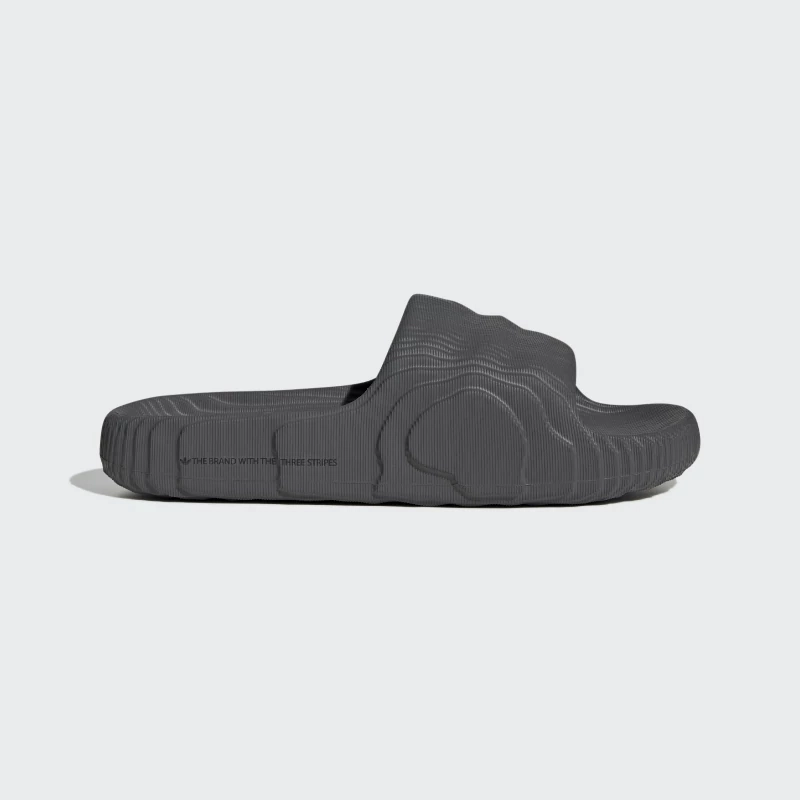 Adidas Men's Adilette 22 Slides - Grey / Black Light Step Quick Lace Toggle