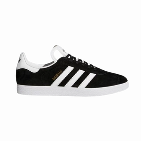 Pressure Dispersing Design Mesh Upper Adidas Men's Gazelle Shoes - Core Black / White / Gold Metallic