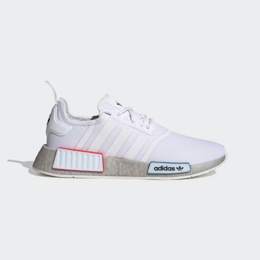 Traction Optimized Grip Work Day Fit Adidas Men's NMD R1 Shoes - Cloud White / Cloud White / Grey One