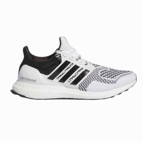 Stylish Stripes Adaptive Fit Design Adidas Men's UltraBoost 1.0 Shoes - Cloud White / Core Black / Iron Metallic