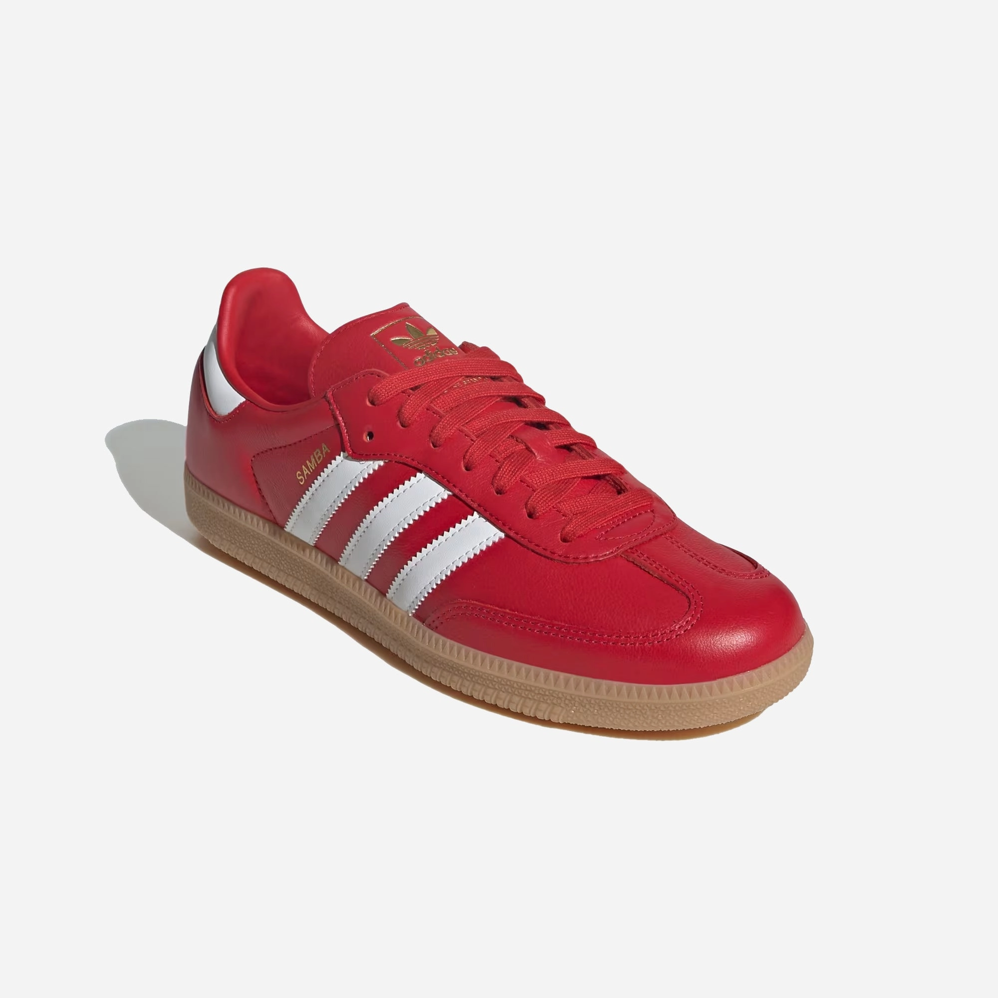 ADIDAS ORIGINALS | SAMBA OG { BETTER SCARLET/CLOUD WHITE/GUM Balanced Frame Multi Outfit