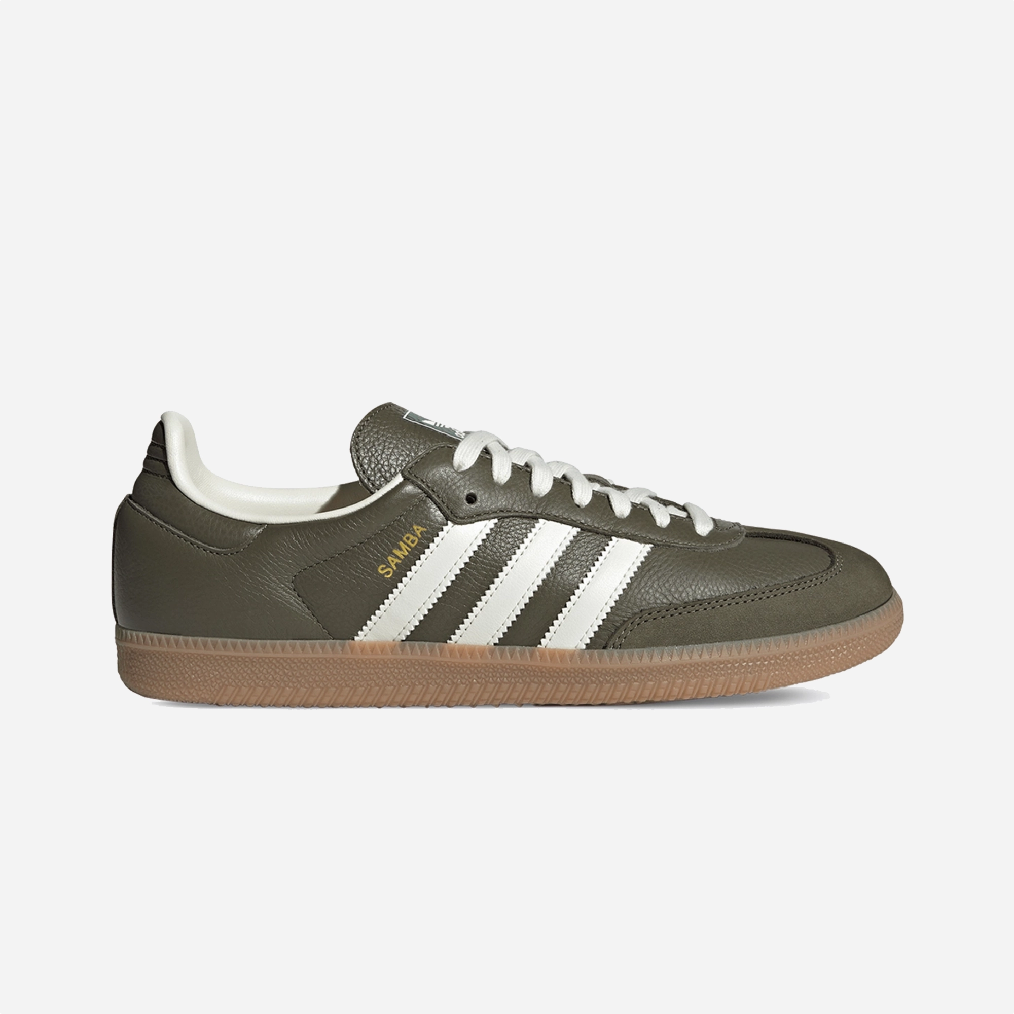 ADIDAS ORIGINALS | SAMBA OG { MEDIUM DARK KHAKI/OFF WHITE-GUM Responsive Ride Experience