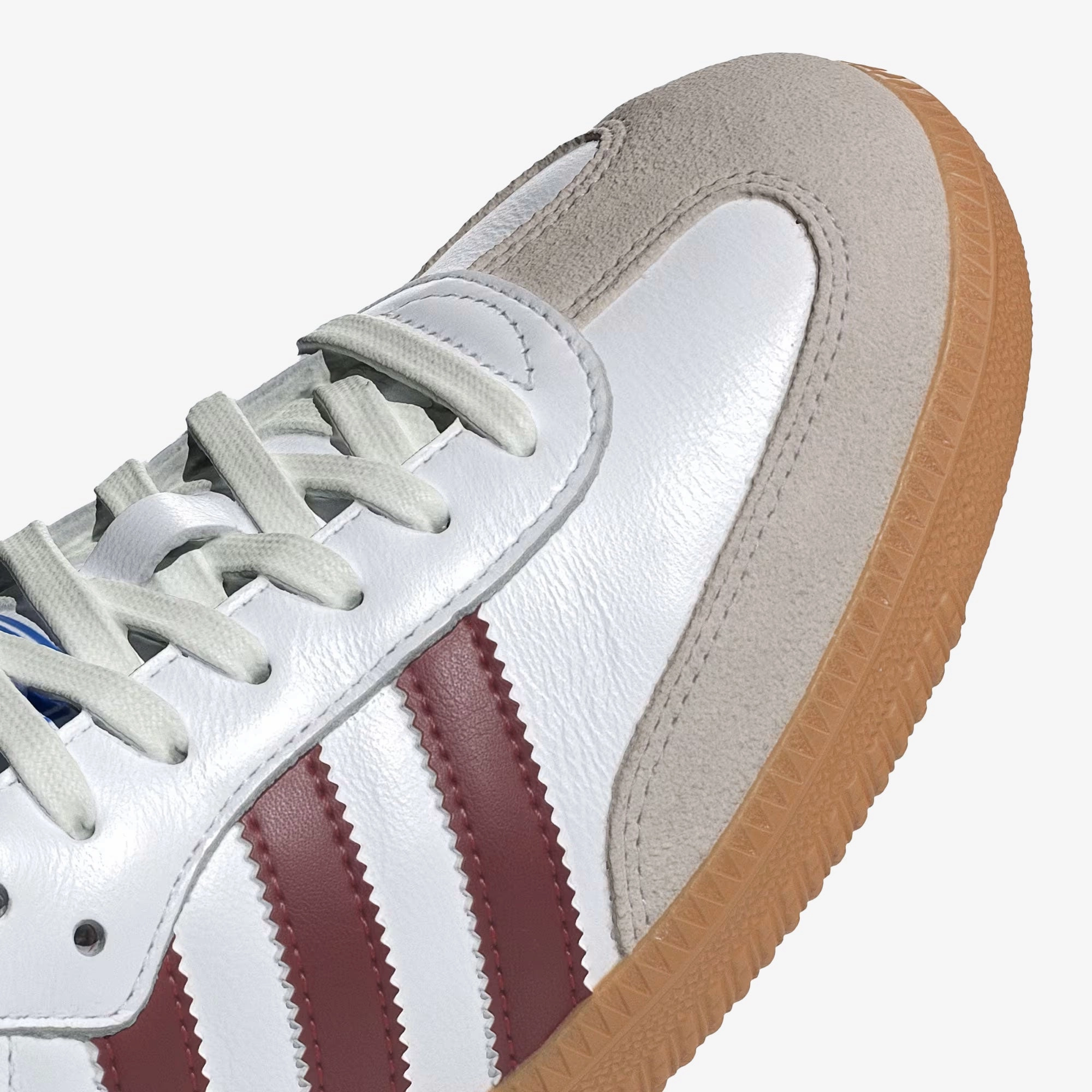 ADIDAS ORIGINALS | SAMBA OG { WHITE/BURGUNDY/GUM Zero Drop Profile