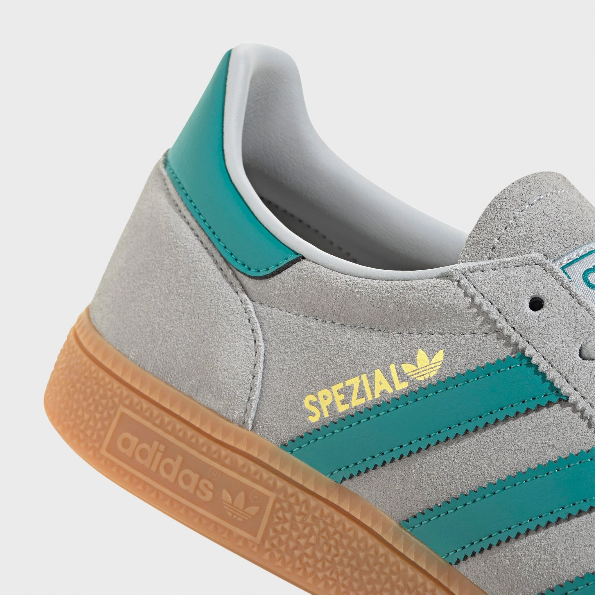 adidas Originals Handball Spezial Grey / Pure Tea - Gold Tensile Lacing Vertical Flex