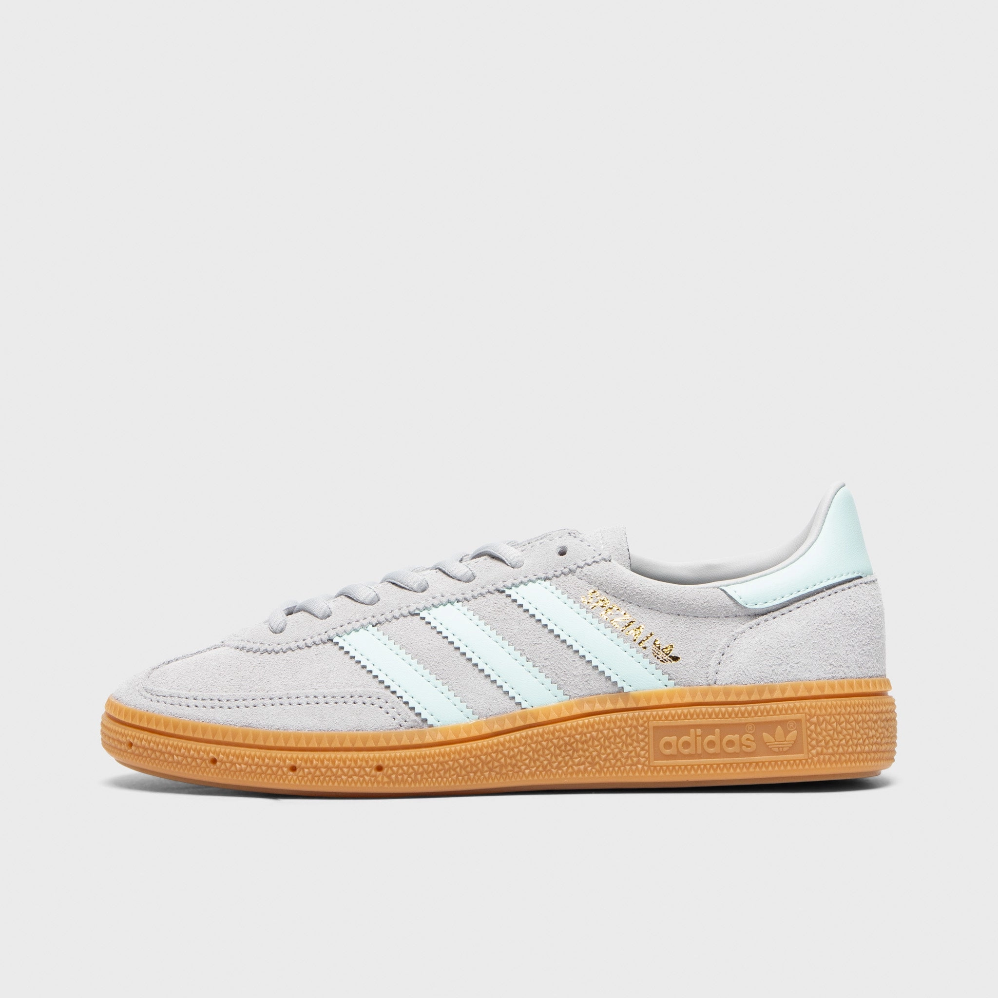 Microperforated Vamp Full-Support adidas Originals Juniors' Handball Spezial J Grey / Halo Mint - Gum