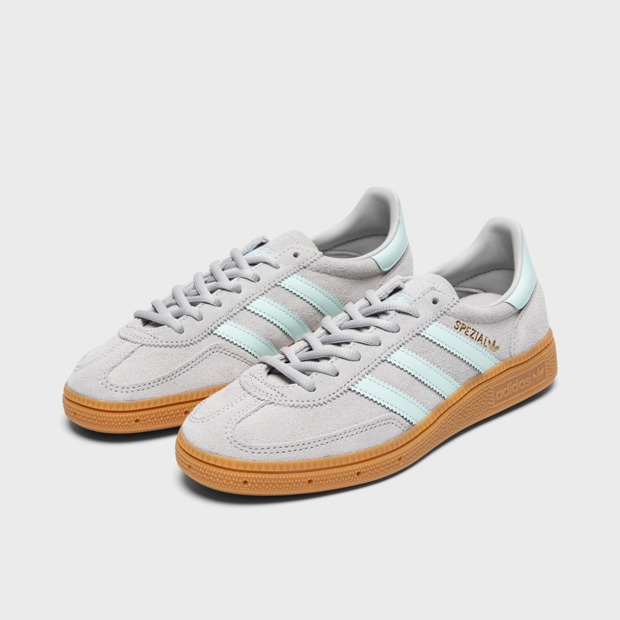 adidas Originals Juniors' Handball Spezial J Grey / Halo Mint - Gum Friction Free Laces