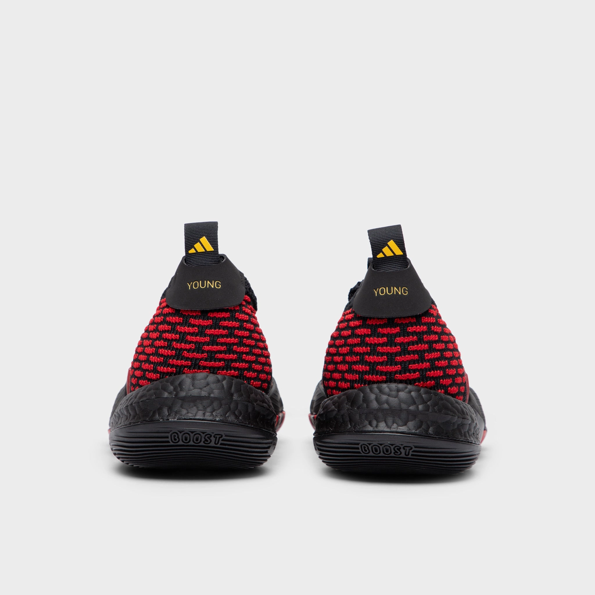 adidas Trae Young 2.0 Core Black / Better Scarlet - Bold Gold Impact Resistant Midsole Wide Footbed