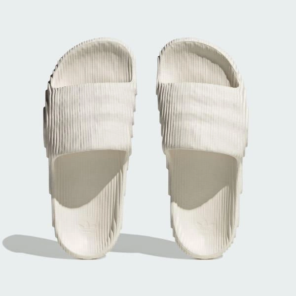 Adidas Women's Adilette 22 Slides - Off White Cushioned Sole Wide Base Design