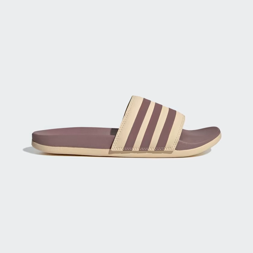 Adidas Women's Adilette Comfort Slides - Sand Strata / Purple Urban Activity