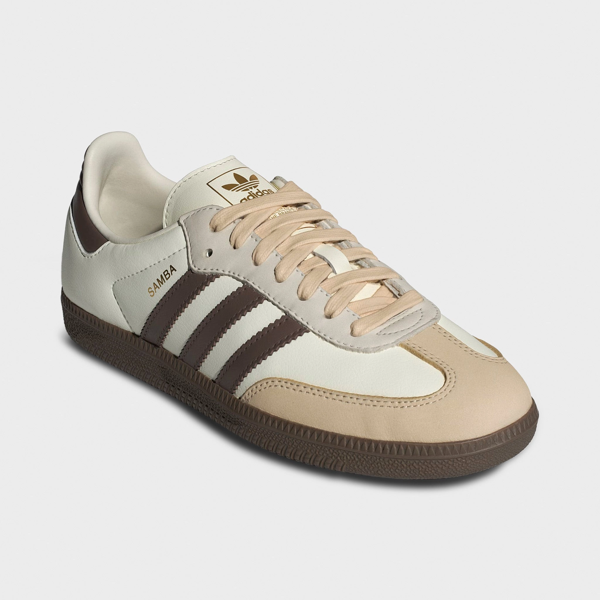 adidas Women's Samba OG Off White / Earth Strata - Gum Compression Molded Soles Orthopedic Impact Zones