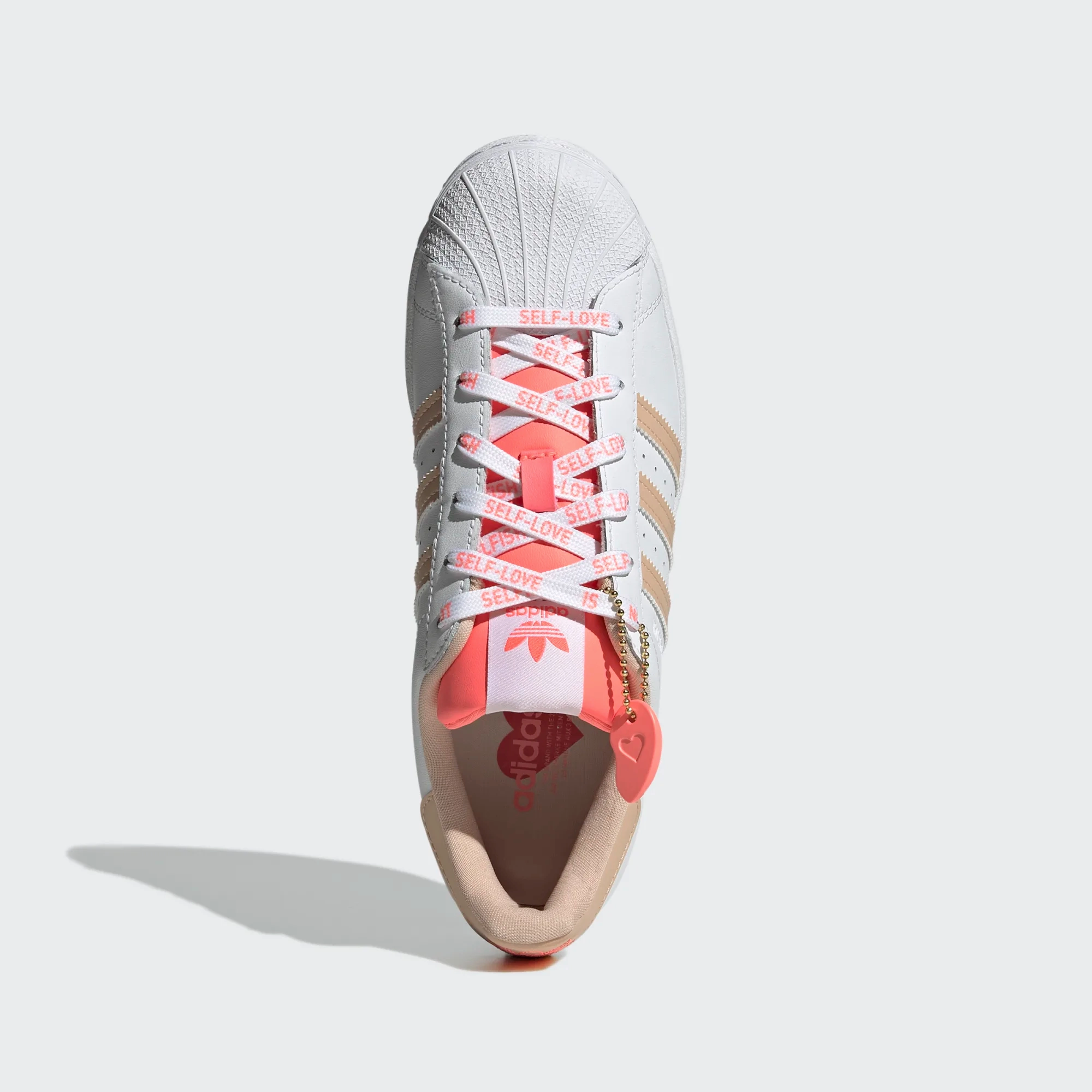Carbon Fiber Reinforcement 3D printed midsole Adidas Women's Superstar Shoes - Cloud White / Halo Blush / Acid Red