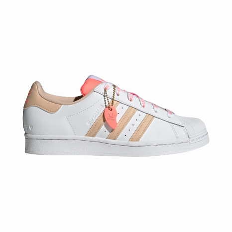 CushionedMidsole Enhanced silhouette Adidas Women's Superstar Shoes - Cloud White / Halo Blush / Acid Red