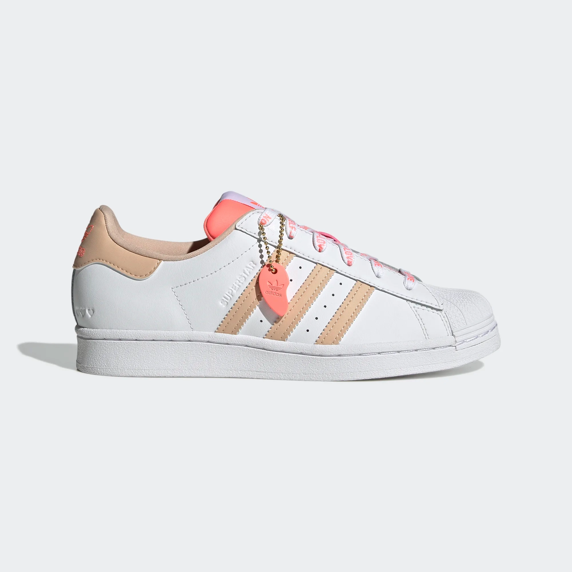 Pressure Relief Zones Reflective details Adidas Women's Superstar Shoes - Cloud White / Halo Blush / Acid Red