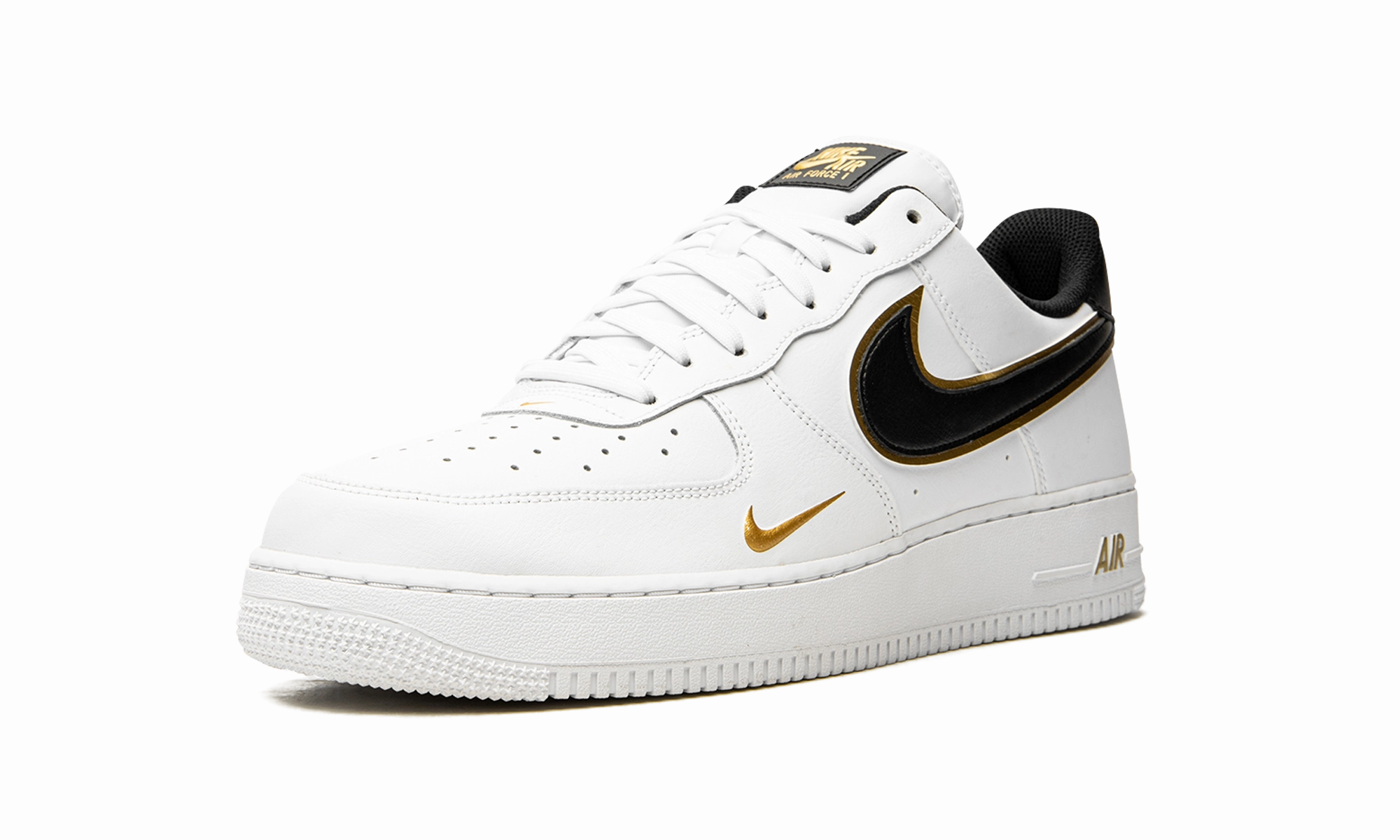 Air Force 1 '07 LV8 "Double Swoosh - White / Black / Gold" Seamless Design Foot Hug