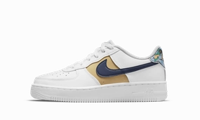 Air Force 1 Low '07 LV8 GS "White Blue Void Metallic Gold" Meet Walk Desert Step