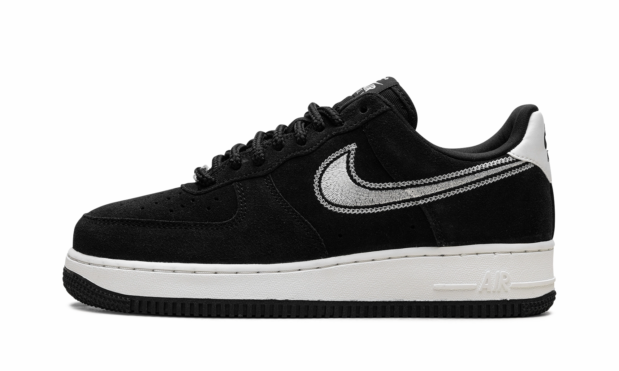 Air Force 1 Low '07 LV8 "Black Sail Embroidered Swoosh" Outfit Friendly Dry Wear