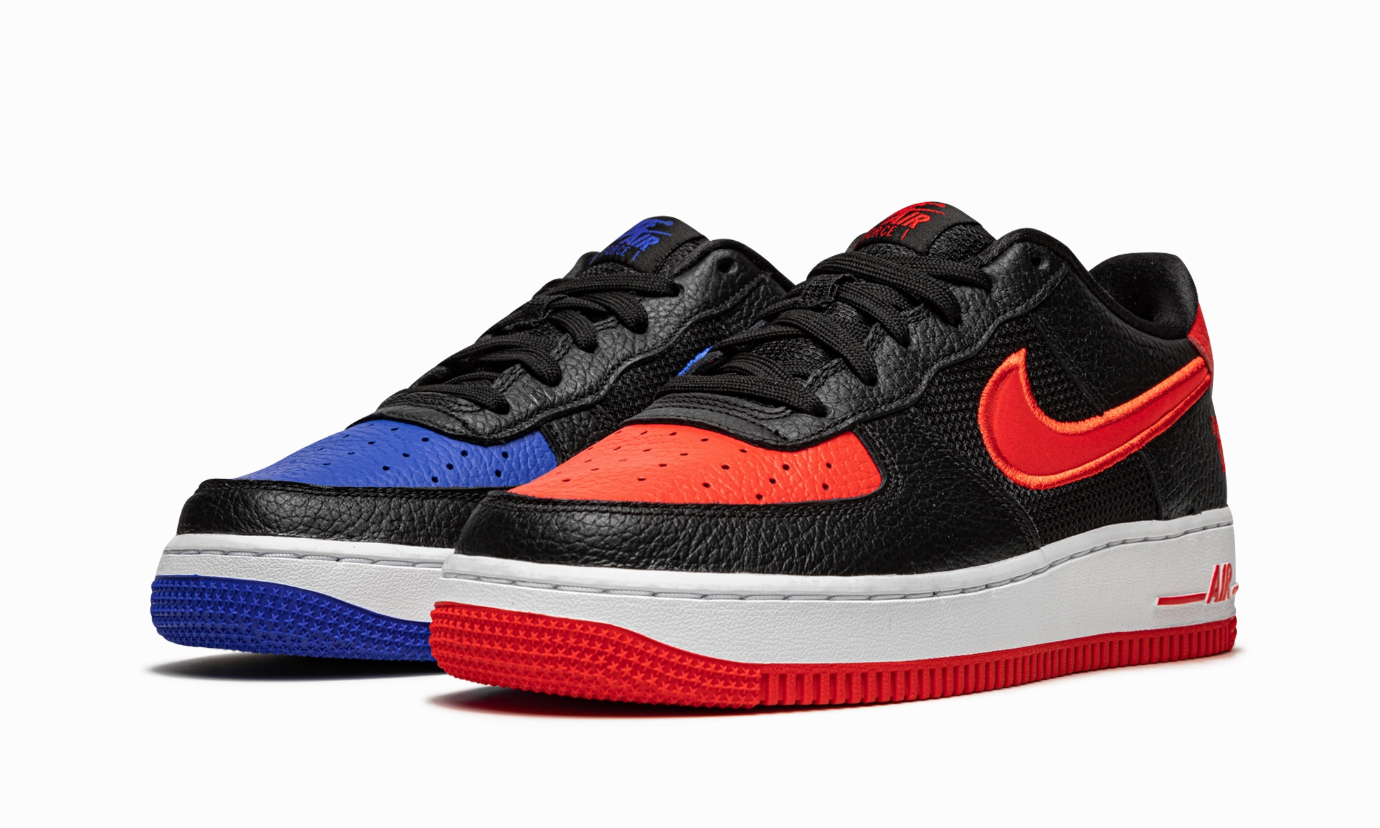 Air Force 1 Low LV8 GS "Black / Chile / Racer Blue" Soft Base Handmade Craft