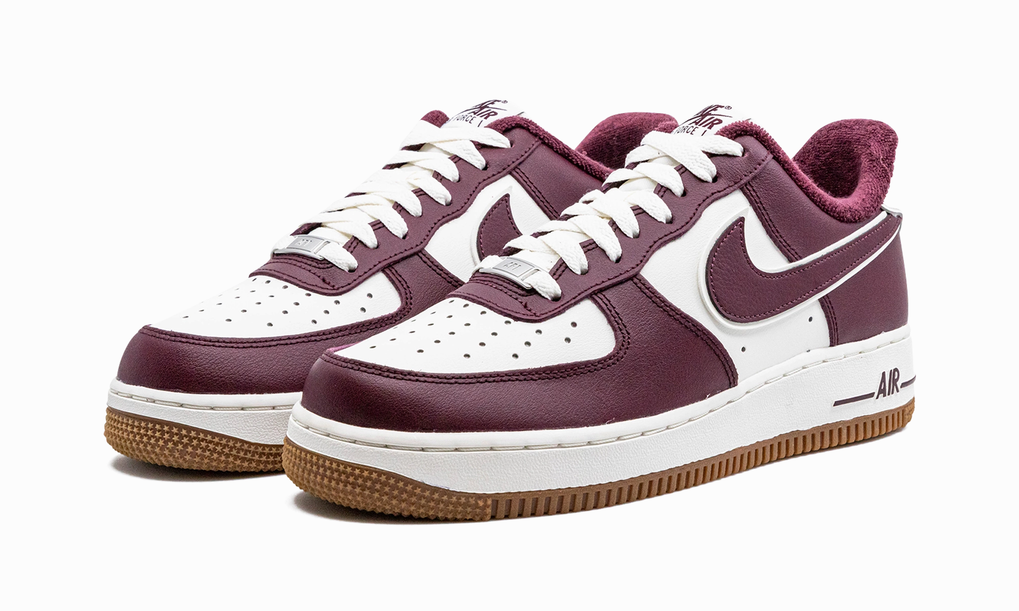 Air Force 1 Low "College Pack - Night Maroon" Dawn Pace hook and loop closure