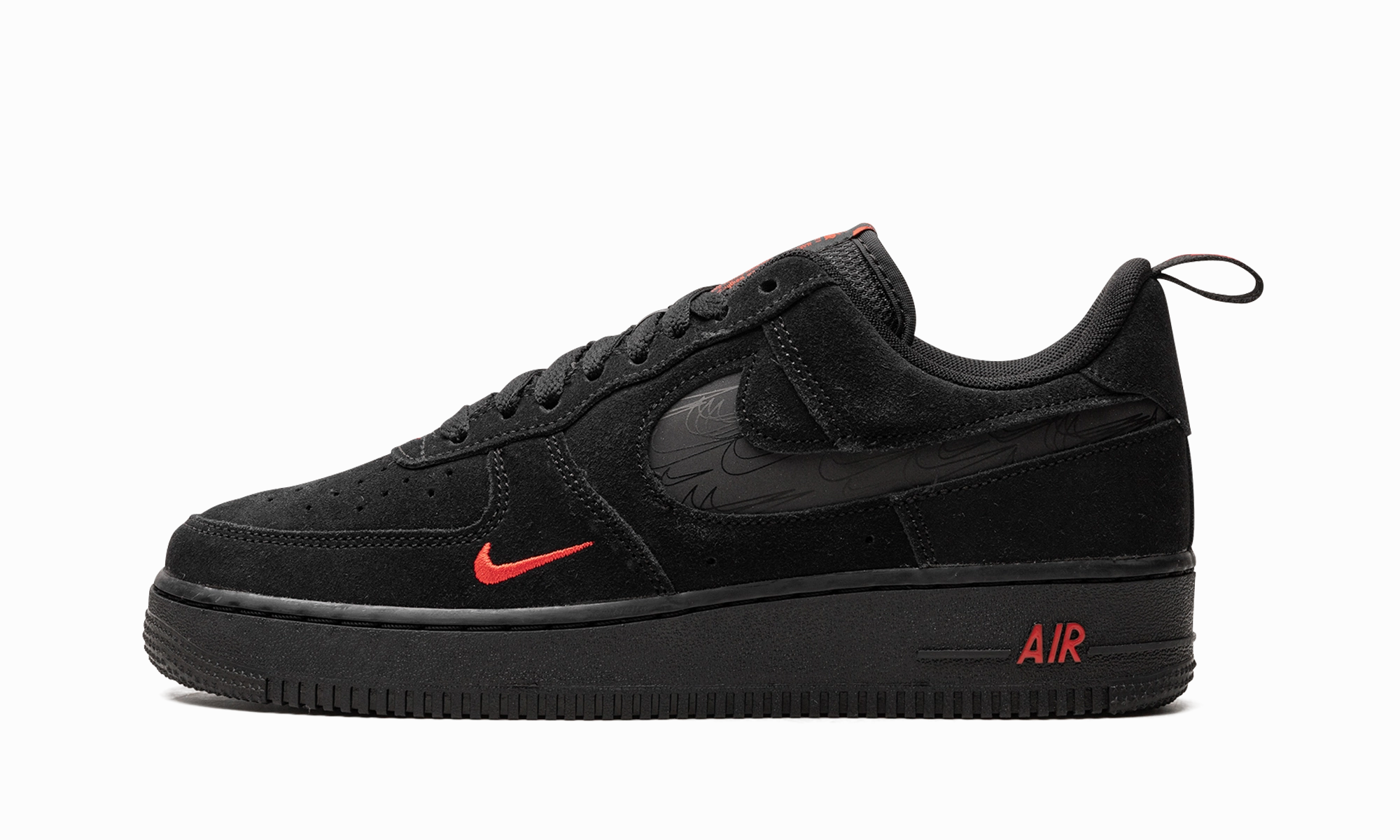 Practical Style Snug Lining Air Force 1 Low "Multi Swoosh Black Crimson"