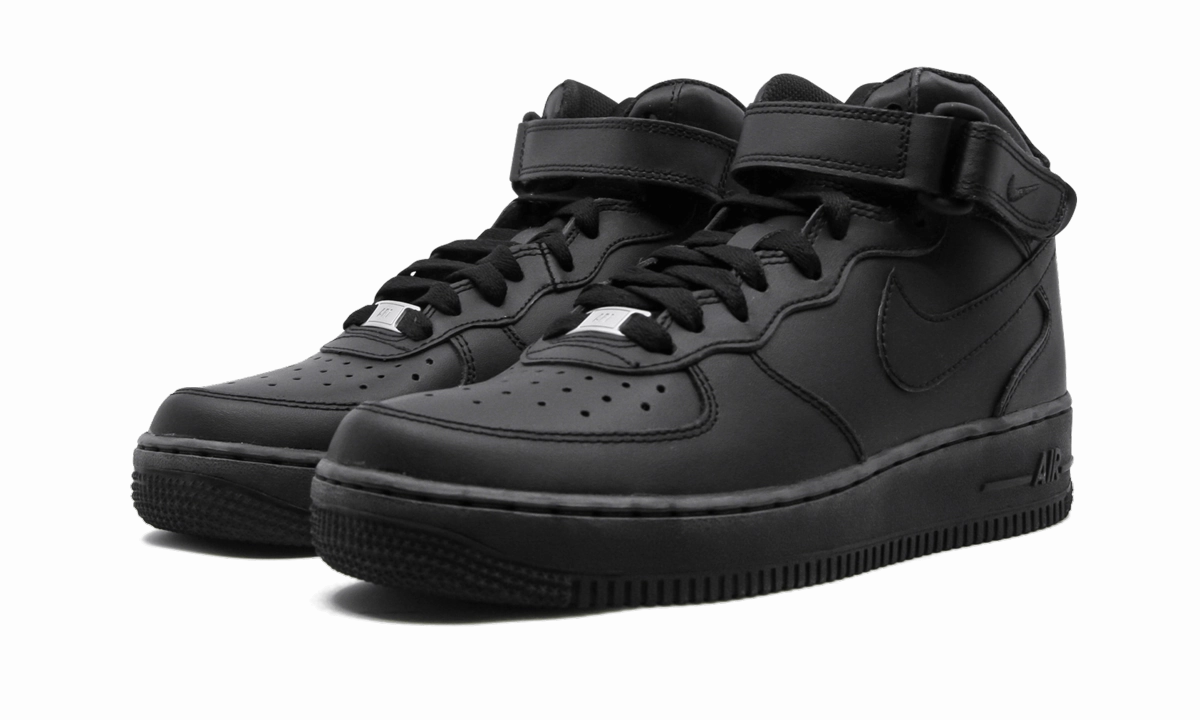 Air Force 1 Mid GS "Triple Black" Quick Gear Versatile Comfort Shoes