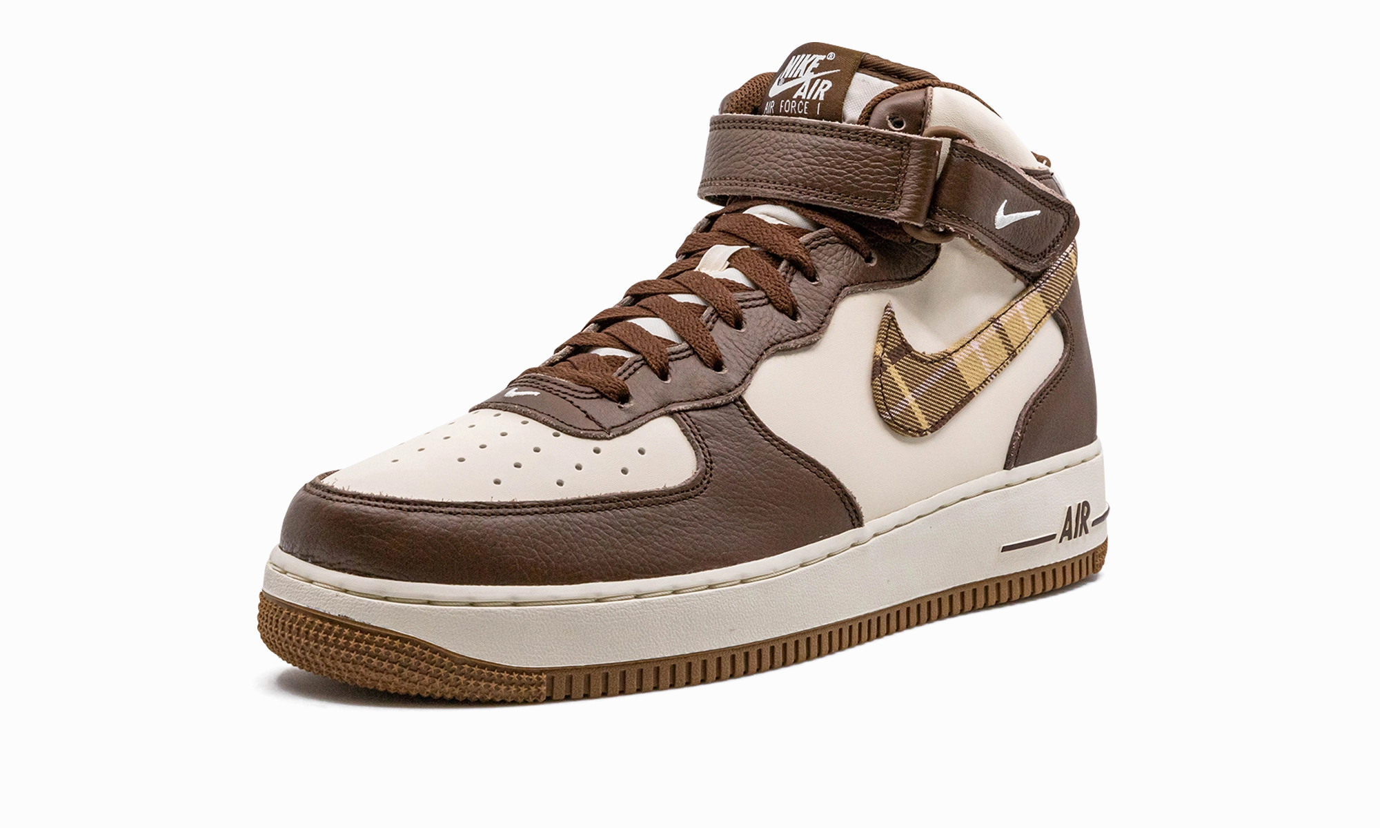 Abrasion Resistant Toe Cap Park Hike Air Force 1 Mid "Brown Plaid"