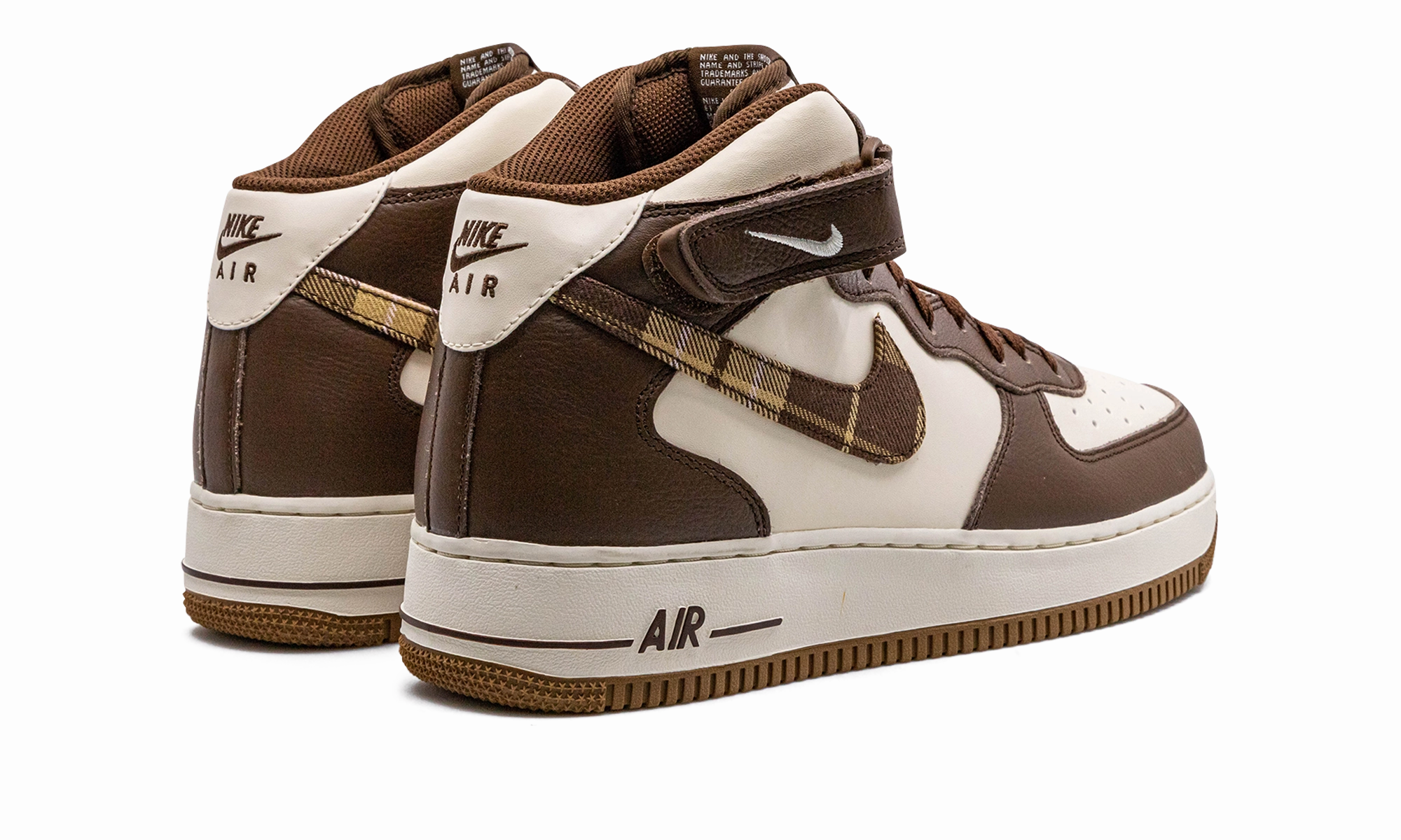 Air Force 1 Mid "Brown Plaid" Flat footbed Hook And Loop