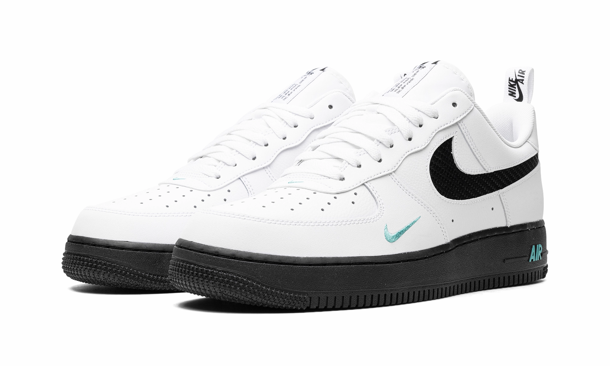 Air Force 1 "White/Black Teal" Durable Traction