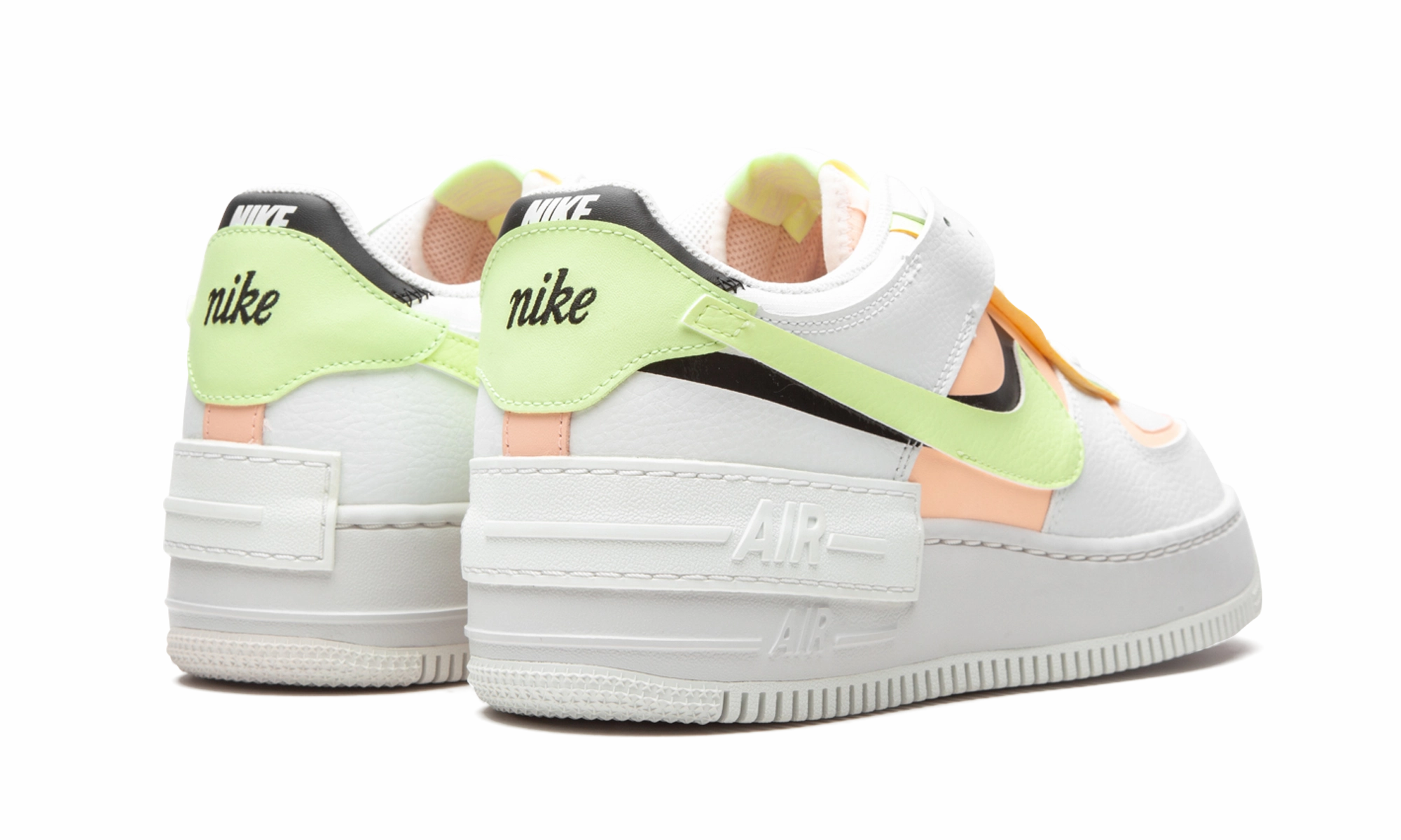 Premium Suede Material Logo Bold AIR FORCE 1 SHADO MNS WMNS "White / Barely Volt / Crimson Tint"