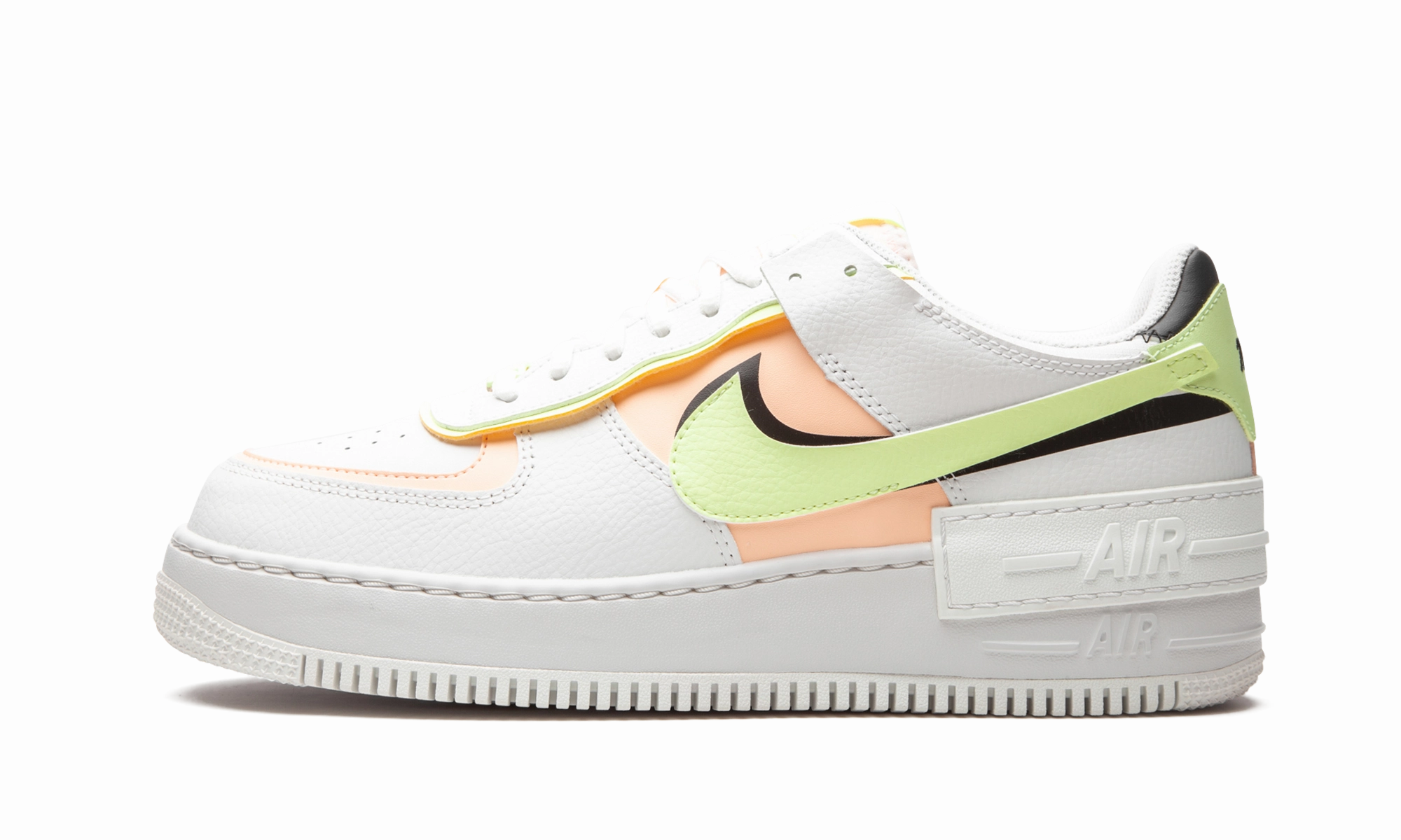 Heavy Stride AIR FORCE 1 SHADO MNS WMNS "White / Barely Volt / Crimson Tint"