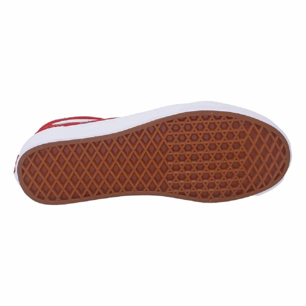 Non Marking Outsole Impact Dispersing Design Vans Men's Old Skool Misprint Shoes - Red / White