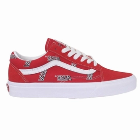 Tear Resistant Mesh Vans Men's Old Skool Misprint Shoes - Red / White