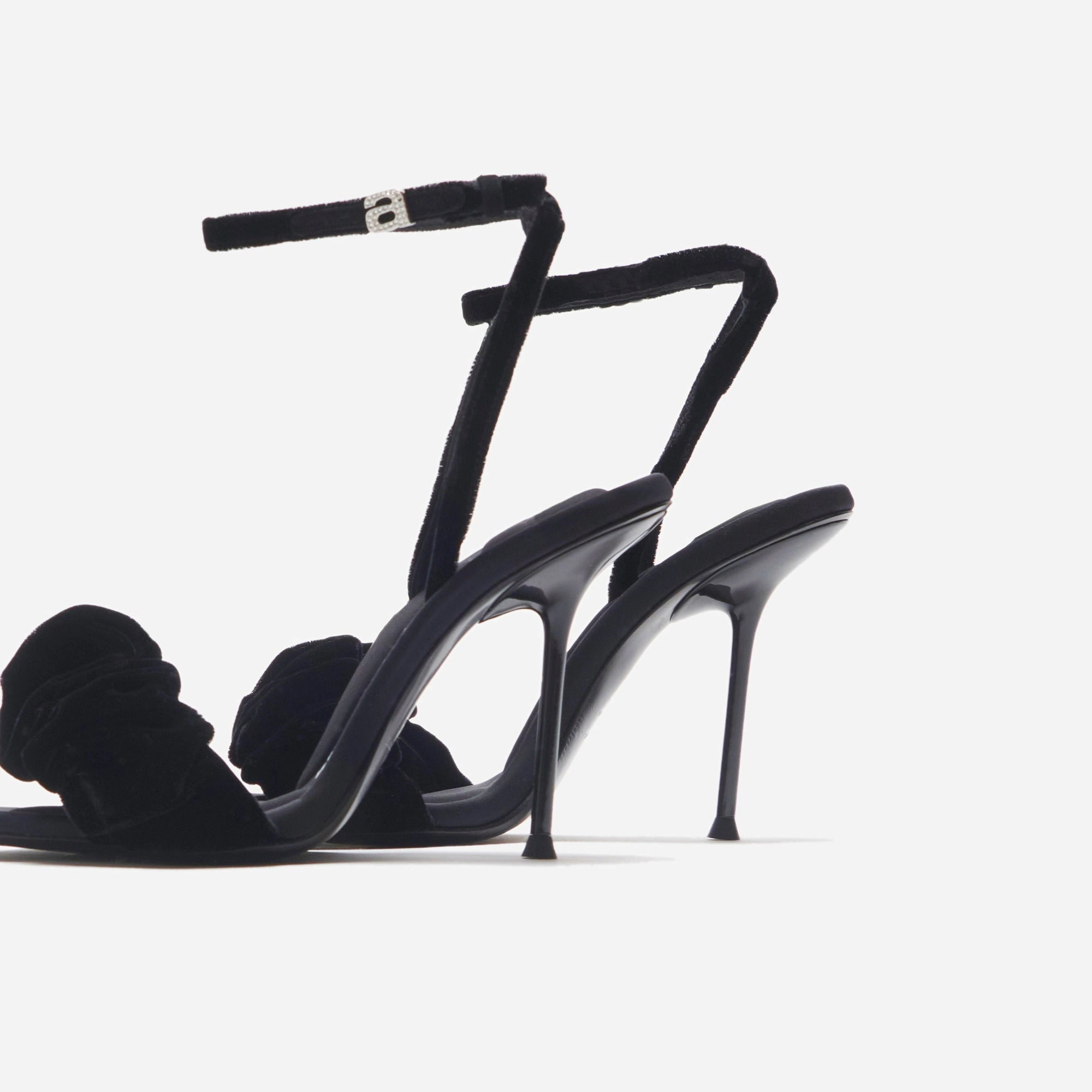 Photo Queen Alexander Wang Julie Velvet Scrunchie Ankle Strap Sandal - Black