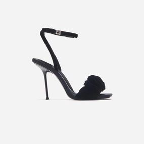 Platform Lift Alexander Wang Julie Velvet Scrunchie Ankle Strap Sandal - Black
