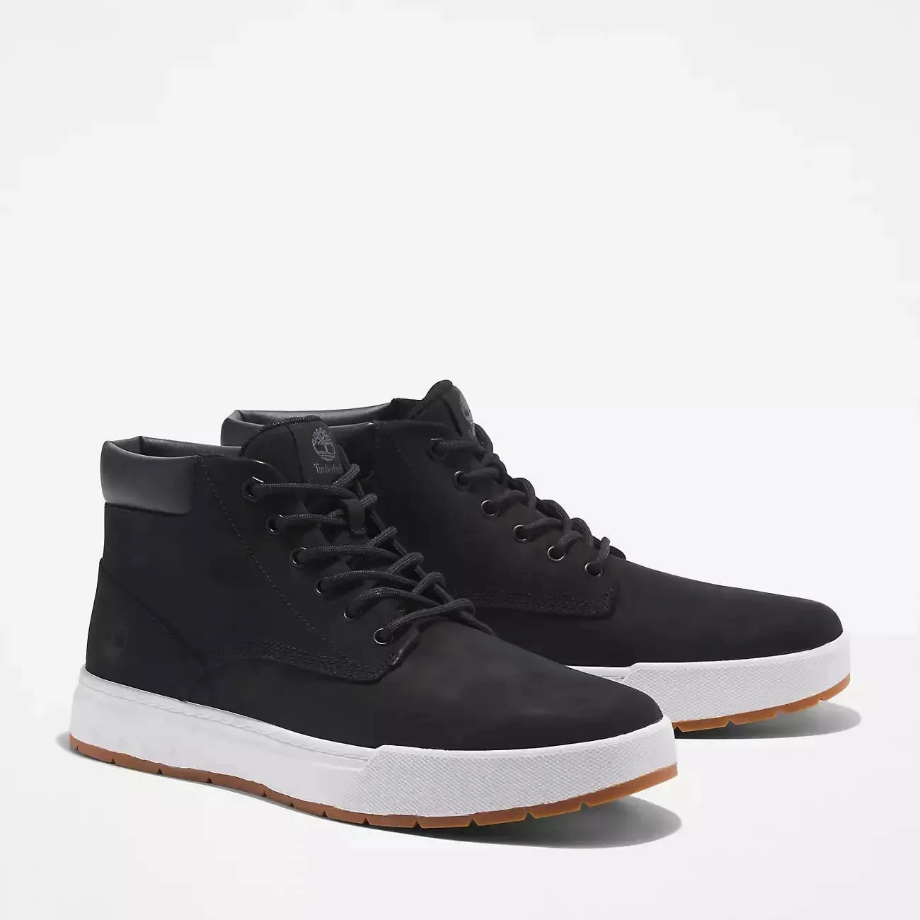 Timberland Men's Maple Grove Leather Chukka Shoes - Black Nubuck Structured shock absorption Molded Heel Counter
