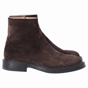 Classic Shape Classic Edge Urban Lifestyle Tod's Almond-Toe Ankle Boots in Brown Suede