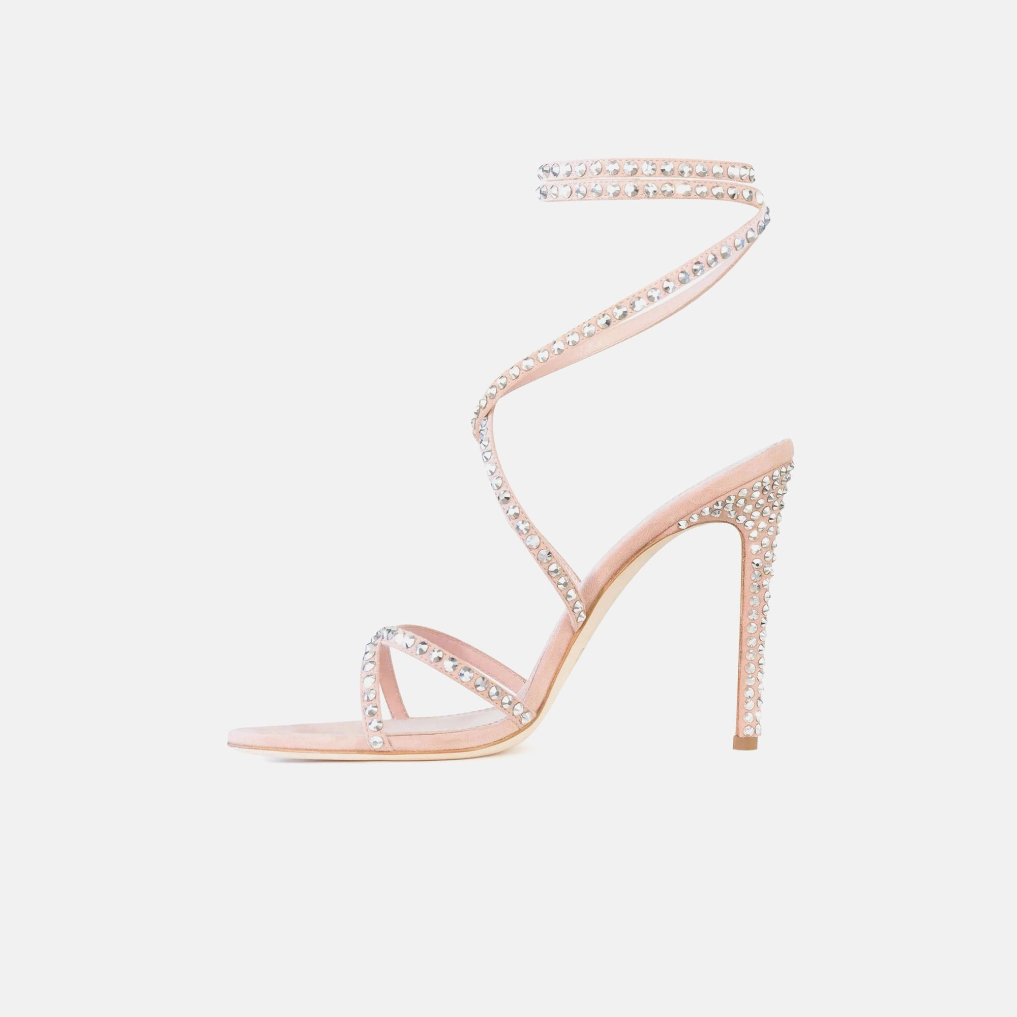 Paris Texas Holly Zoe Lace Up Sandal - Rose Rock Diamond Dressy Heels