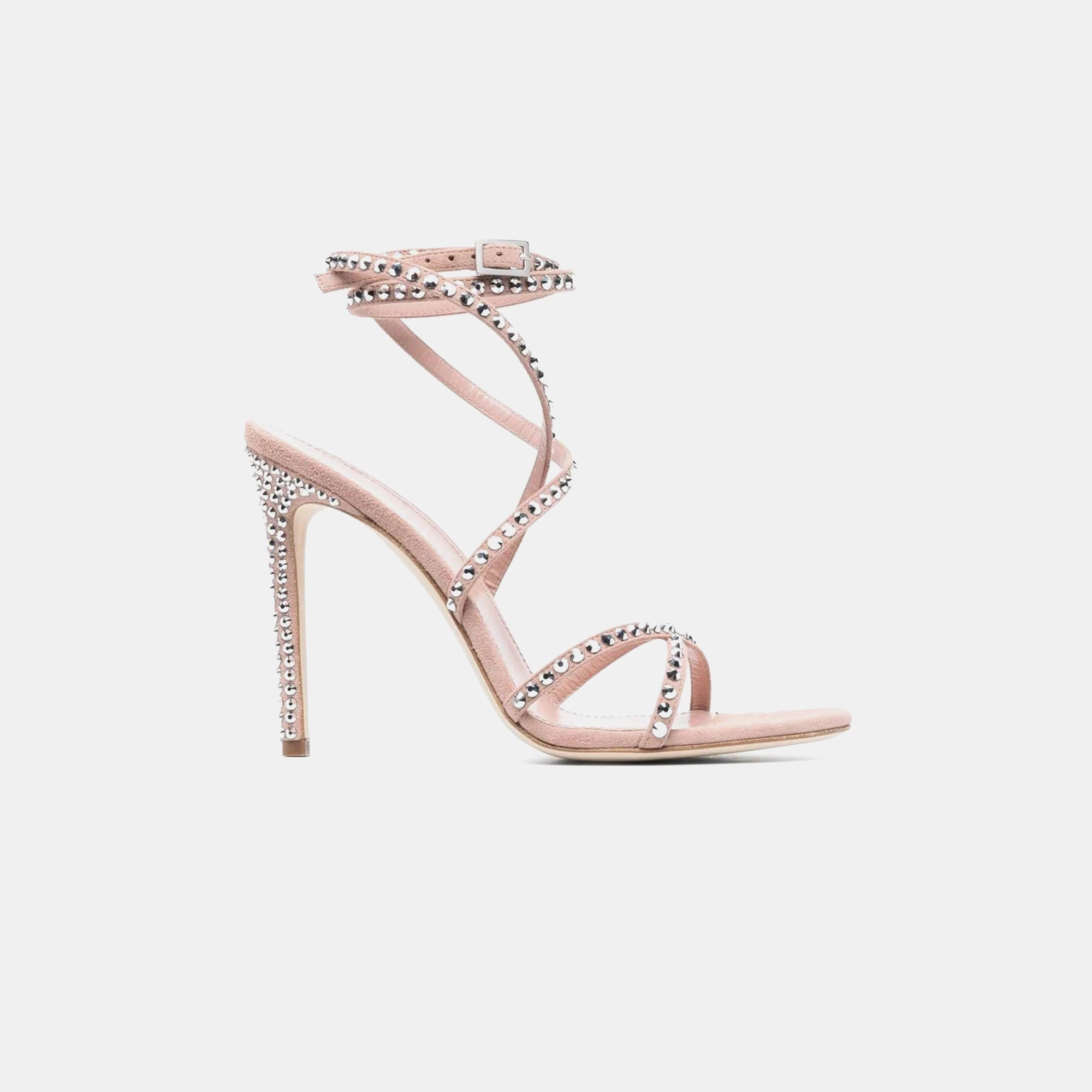 Paris Texas Holly Zoe Lace Up Sandal - Rose Rock Diamond Black Tie