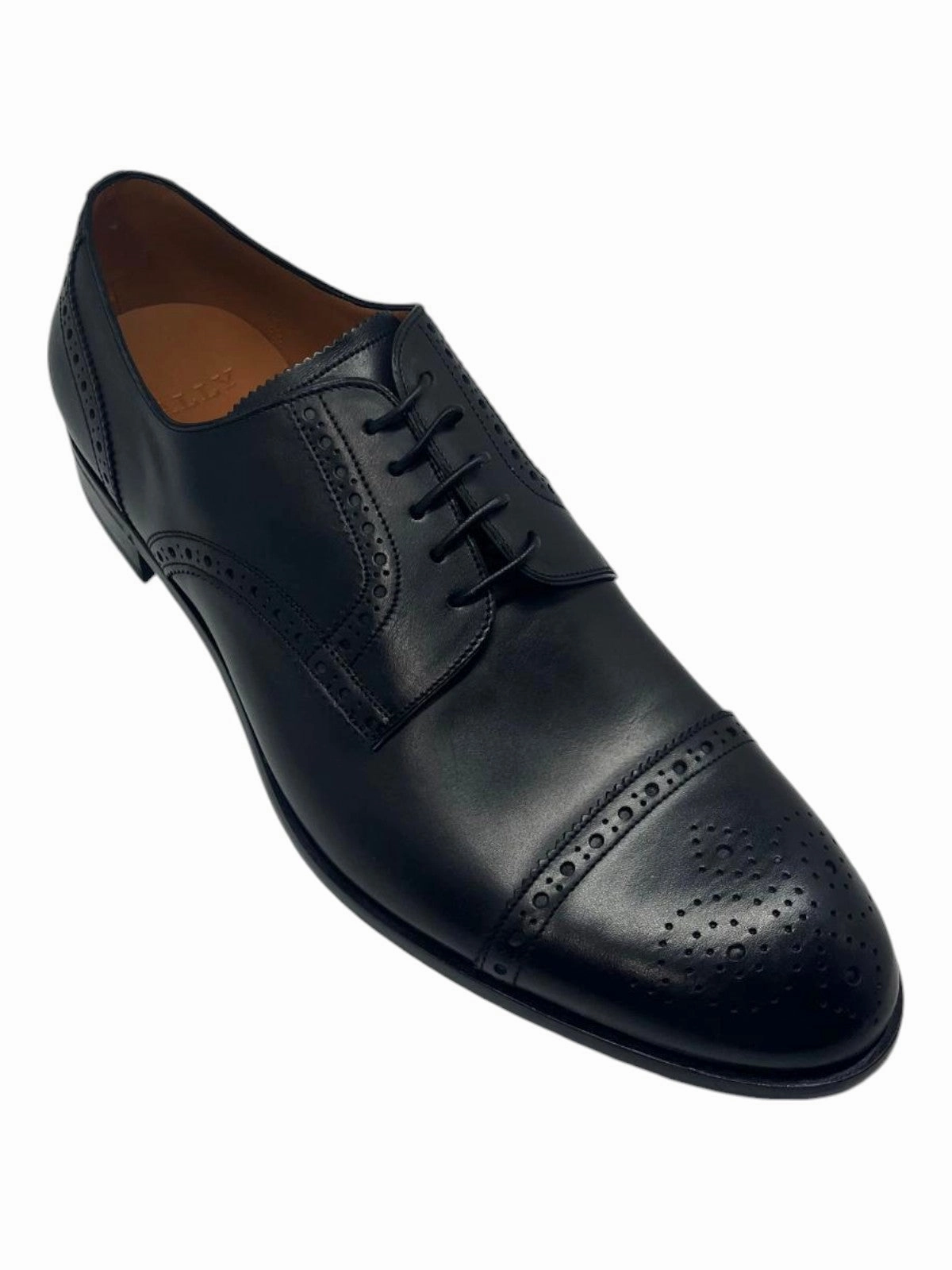 Durable Make All Day Worker Bally Brooking 6301284 Men's Black Calf Plain Leather Oxford Shoes