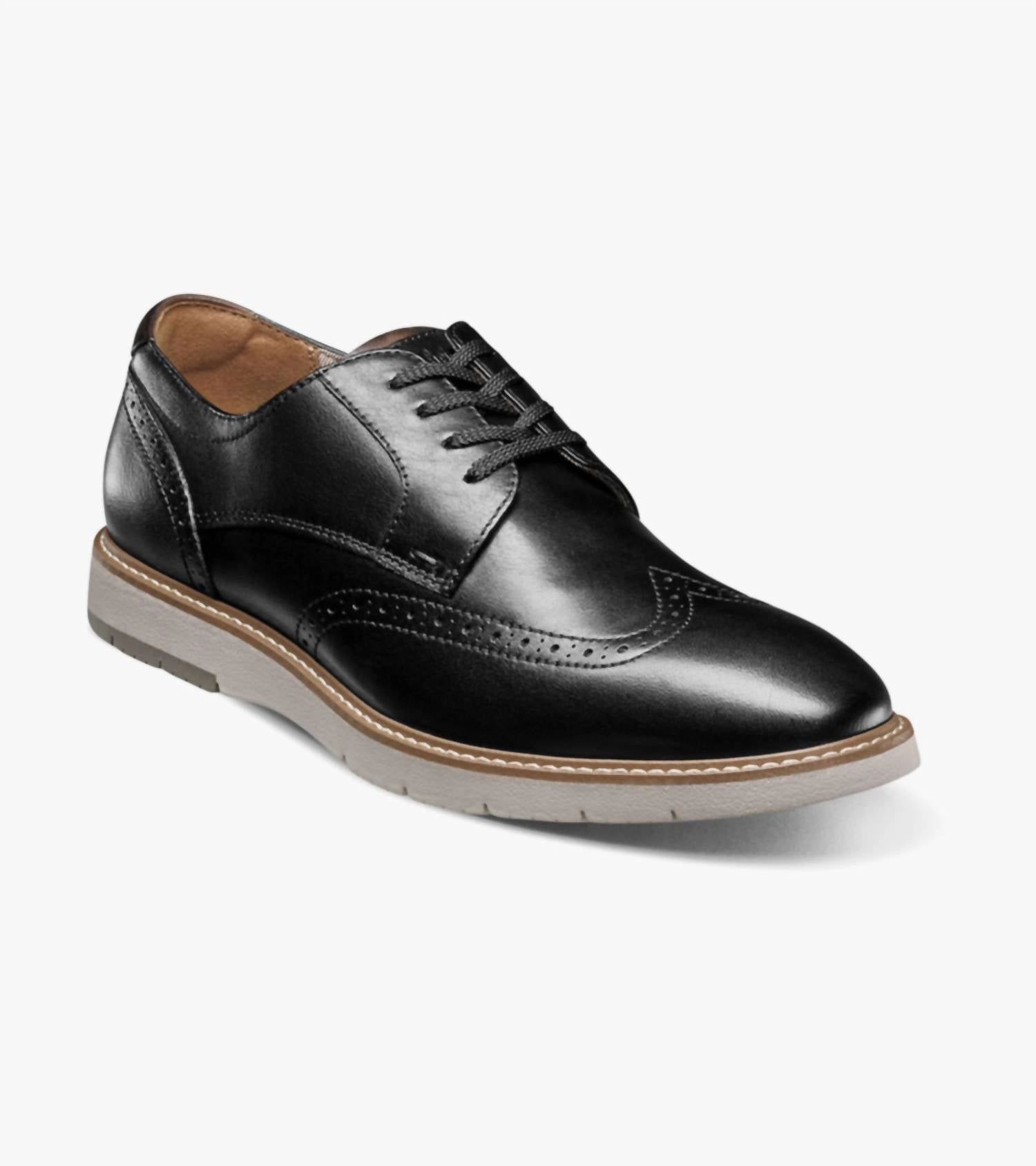 Men's Vibe Wing Tip Oxford In Black Tailored Silhouette Dress Code Fit All Day Wear Shoes